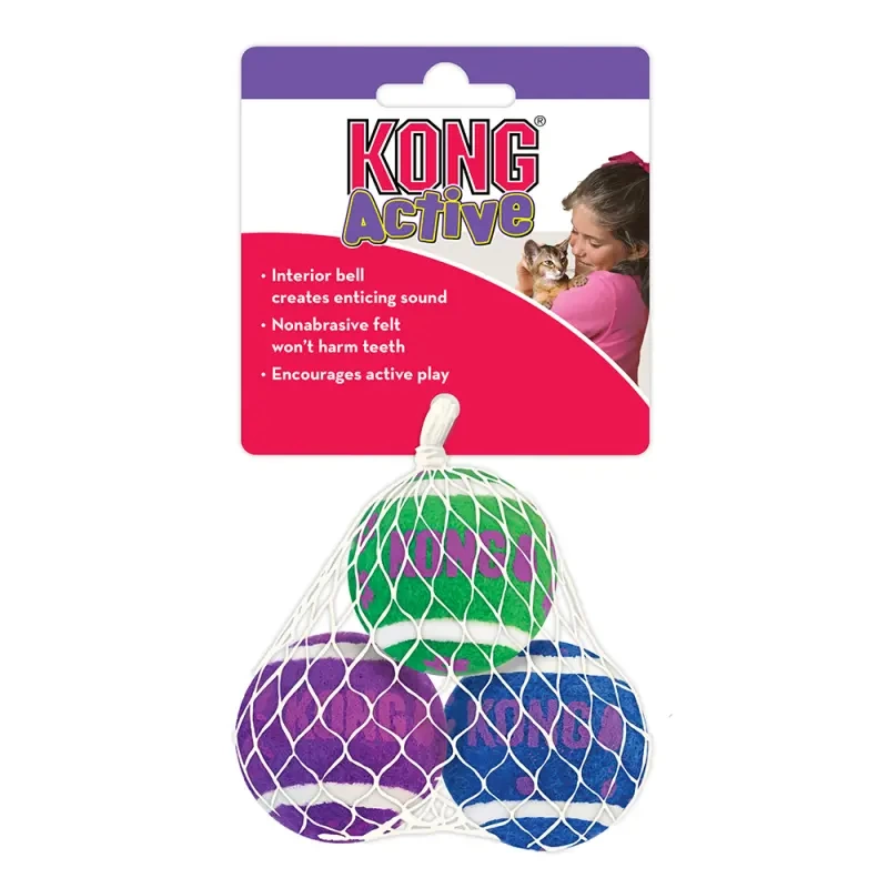 KONG® CAT TOYS - CAT ACTIVE TENNIS BALLS W/BELLS - Image 1