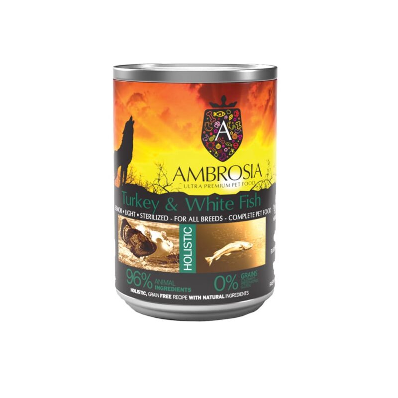 Ambrosia Grain Free Senior & Light με Γαλοπούλα & Λευκό Ψάρι - Image 1